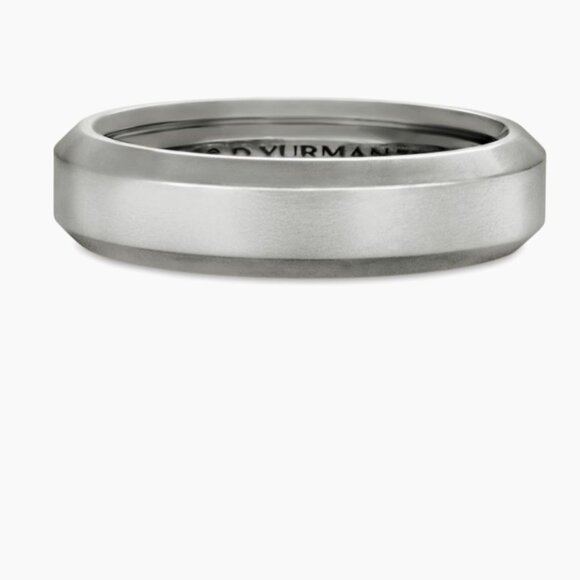 DAVID YURMAN 18K 750 WHITE GOLD BEVELED BAND RING